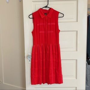 Red knee-length, collared dress, sz 0